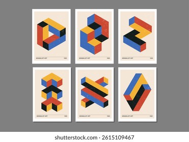 Set of minimal 20s geometric design posters