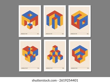 Conjunto de posters de design geométrico mínimo de 20s