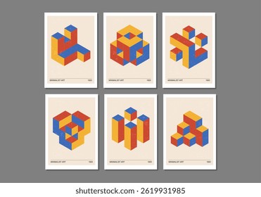 Conjunto de posters de design geométrico mínimo de 20s
