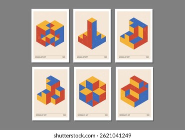 Conjunto de posters de design geométrico mínimo de 20s