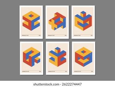 Conjunto de posters de design geométrico mínimo de 20s