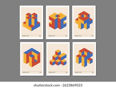 Conjunto de posters de design geométrico mínimo de 20s