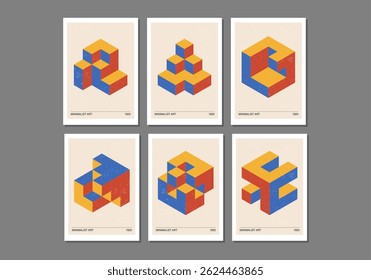 Conjunto de posters de design geométrico mínimo de 20s