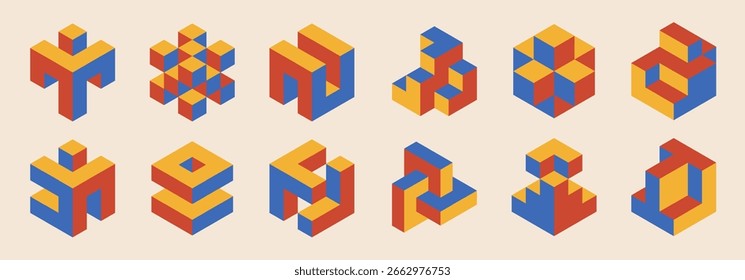 Conjunto de elementos mínimos de design geométrico 3D