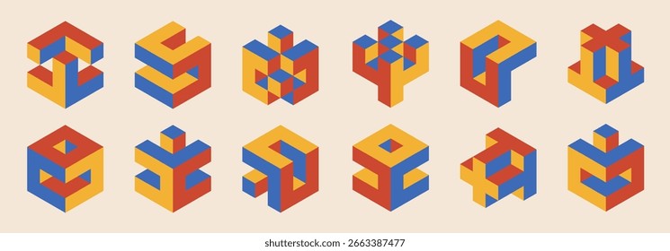 Set of minimal 3D geometric design elements