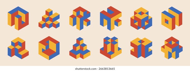 Satz minimaler geometrischer 3D-Designelemente