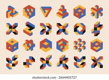 Conjunto de Elementos de diseño geométricos 3D mínimos