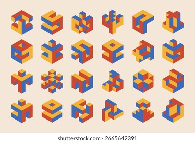 Set of minimal 3D geometric design elements