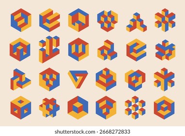 Conjunto de elementos mínimos de design geométrico 3D