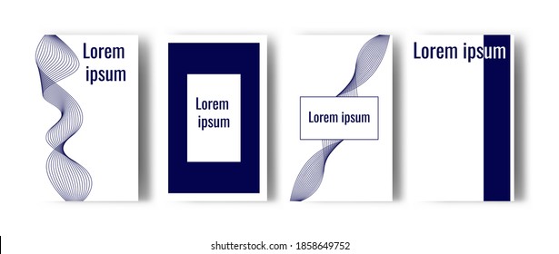 Set of minimal abstract cover. Blue and white background with text