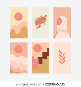 Set of minimal abstract Instagram stories vector illustration