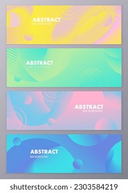 Set of minimal abstract shape on gradient colors background. Business card with empty space for your text. Social media pack vector.