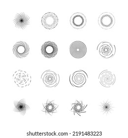 Set minimal abstract symbol Circle vortex logo Geometric shape Vector illustration