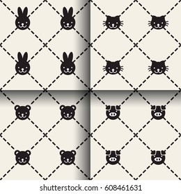Set of minimal animal seamless patterns