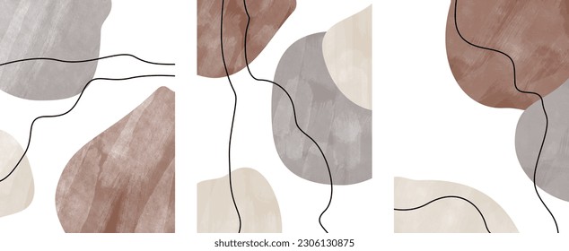 Set of minimal art posters abstract marbledesign composition in trendy contemporary collage style, for wall art decoration, postcard, cover design