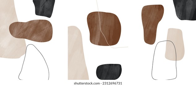 Set of minimal art posters abstract marble design  in trendy contemporary collage style, for wall art decoration, postcard, cover design
