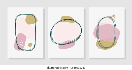 Set of minimal background with organic abstract shapes. Contemporary poster. Design for greeting cards, covers, poster, branding.