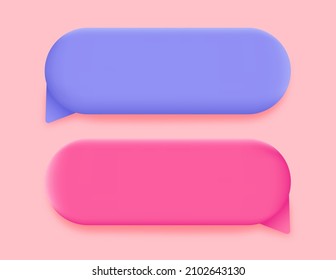 Set Of Minimal Blank 3d Chat Boxes Sign. 3d Vector Speech Bubble Illustration.