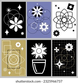Set of minimal brutal
 abstract posters "SSTKbold". Scandinavian design composition with geometric shapes. Modern fashion style