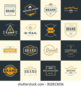 Set of Minimal and Clean Vintage Hipster Logotype Templates. Two Colors