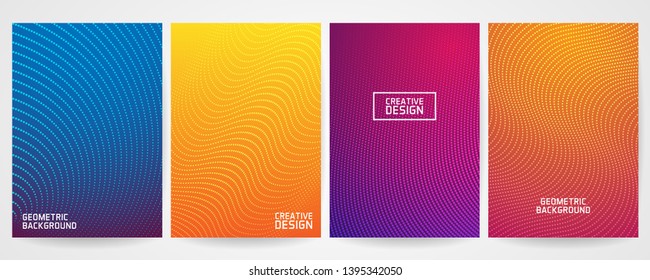 set of minimal cover design template. modern geometric pattern. futuristic colorful background.