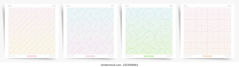 Set of minimal cover design templates. Geometric halftone gradients. Future geometric seamless patterns. Vector illustration.