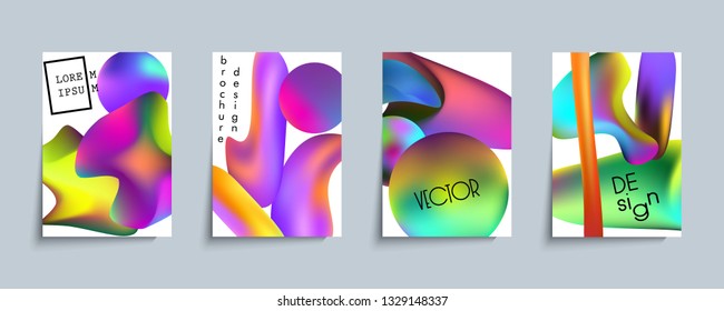 Set of minimal cover templates with liquid color shapes. Perfect for branding, advertising, web design. Contemporary vector background for brochure, invitations, posters, banners, flyers, placards.
