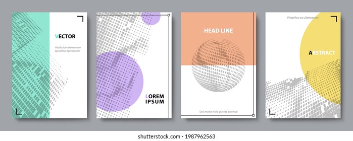Conjunto de plantillas de cubierta mínimas en colores apagados. Ilustración plana vectorial.