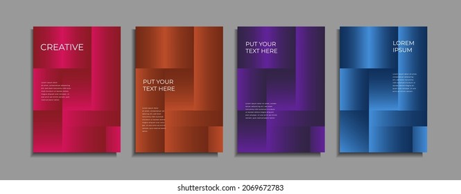 Set of minimal covers design. Colorful gradient vector background. Modern template design for cover or web