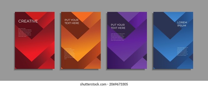 Set of minimal covers design. Colorful gradient vector background. Modern template design for cover or web