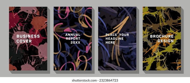 Set of minimal covers design. Colorful gradient vector background.  Leaflet, presentation book cover templates.