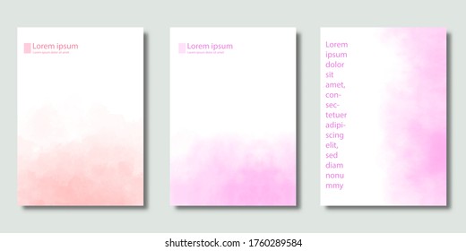 Set of Minimal covers design, Modern template with water color and gradient background,  Pattern of covers template set, Vector illustration