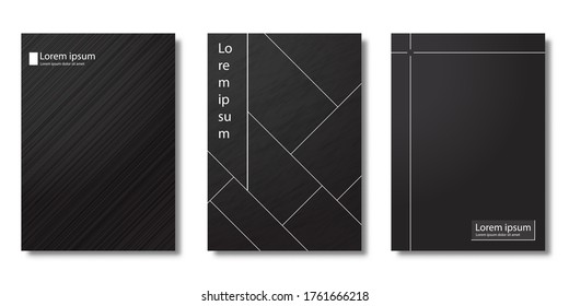 Set of Minimal covers design, Modern template with Black luxury gradient background,  Pattern of covers template set, Vector illustration
