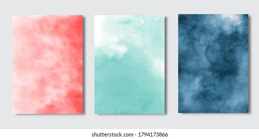 Set of Minimal covers design, Modern template with watercolor background,  Pattern of covers template set, Vector illustration