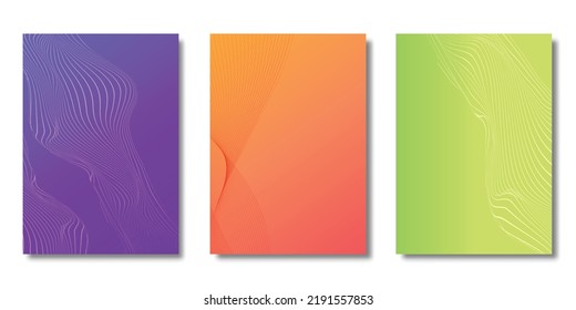 Set Set Minimal-Cover-Design, Moderne Vorlage mit Farbverlauf-Hintergrund, Zukünftiges geometrisches Muster der Cover-Vorlagen-Set, Vektorgrafik