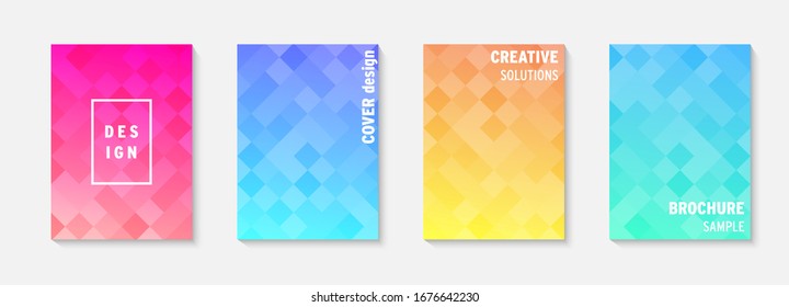 Set of minimal covers vector design. Colorful gradient. Cool modern gradient background design. Cover layout template. Minimal poster template. Modern abstract vector illustration. Geometric poster