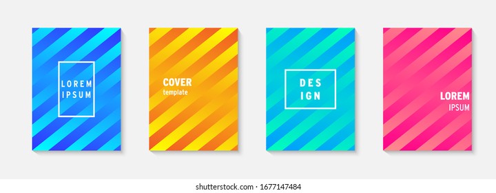 Set of minimal covers vector design. Colorful gradient. Cool modern gradient background design. Cover layout template. Minimal poster template. Modern abstract vector illustration. Geometric poster