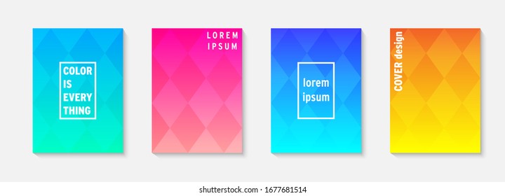 Set of minimal covers vector design. Colorful gradient. Cool modern gradient background design. Cover layout template. Minimal poster template. Modern abstract vector illustration. Geometric poster