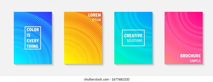 Set of minimal covers vector design. Colorful gradient. Cool modern gradient background design. Cover layout template. Minimal poster template. Modern abstract vector illustration. Geometric poster