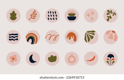 Set of minimal creative pastel abstract modern vector illustration highlights vector design. For social media, blog, interface, hightlight, post