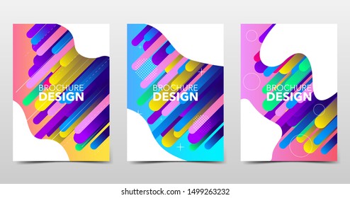 Set of minimal cute backgrounds with trendy gradients, beautiful minimalistic brochure design with geometric shapes and lines. Vector cover, eps10