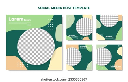 
Set of minimal editable banner templates. Green modern color with geometric shapes. Suitable for social media posts and web internet advertising. Vector illustration eps 10.
