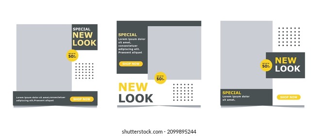 Set of minimal editable square banner templates. Beautiful background with stripes shape. Suitable for social media posting and web internet advertising. Vector illustration with photo college