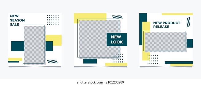 Set of minimal editable square banner templates. Beautiful background with stripes shape. Suitable for social media posting and web internet advertising. Vector illustration with photo college