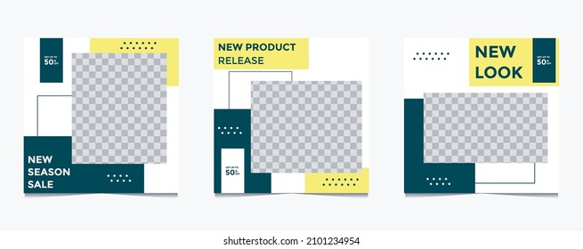 Set of minimal editable square banner templates. Beautiful background with stripes shape. Suitable for social media posting and web internet advertising. Vector illustration with photo college