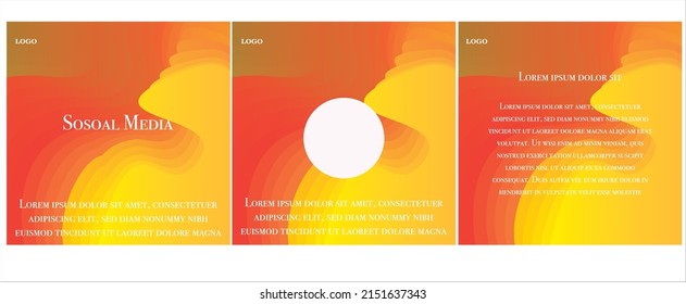 Set of minimal editable square banner templates. with color gradations suitable for social media posts and web internet ads. Vector illustration