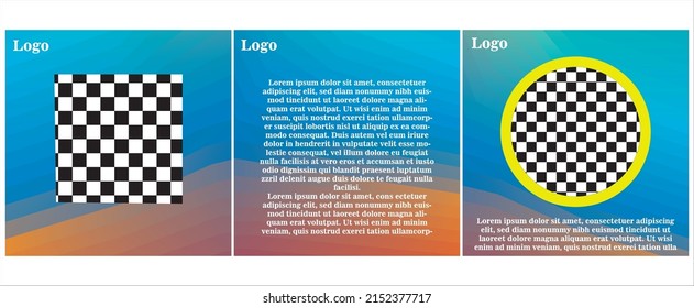 Set of minimal editable square banner templates. with color gradations suitable for social media posts and web internet ads. Vector illustration