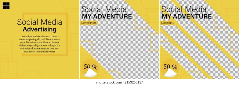 Set of minimal editable square banner templates. with color gradations suitable for social media posts and web internet ads. Vector illustration