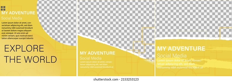 Set of minimal editable square banner templates. with color gradations suitable for social media posts and web internet ads. Vector illustration