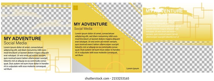 Set of minimal editable square banner templates. with color gradations suitable for social media posts and web internet ads. Vector illustration